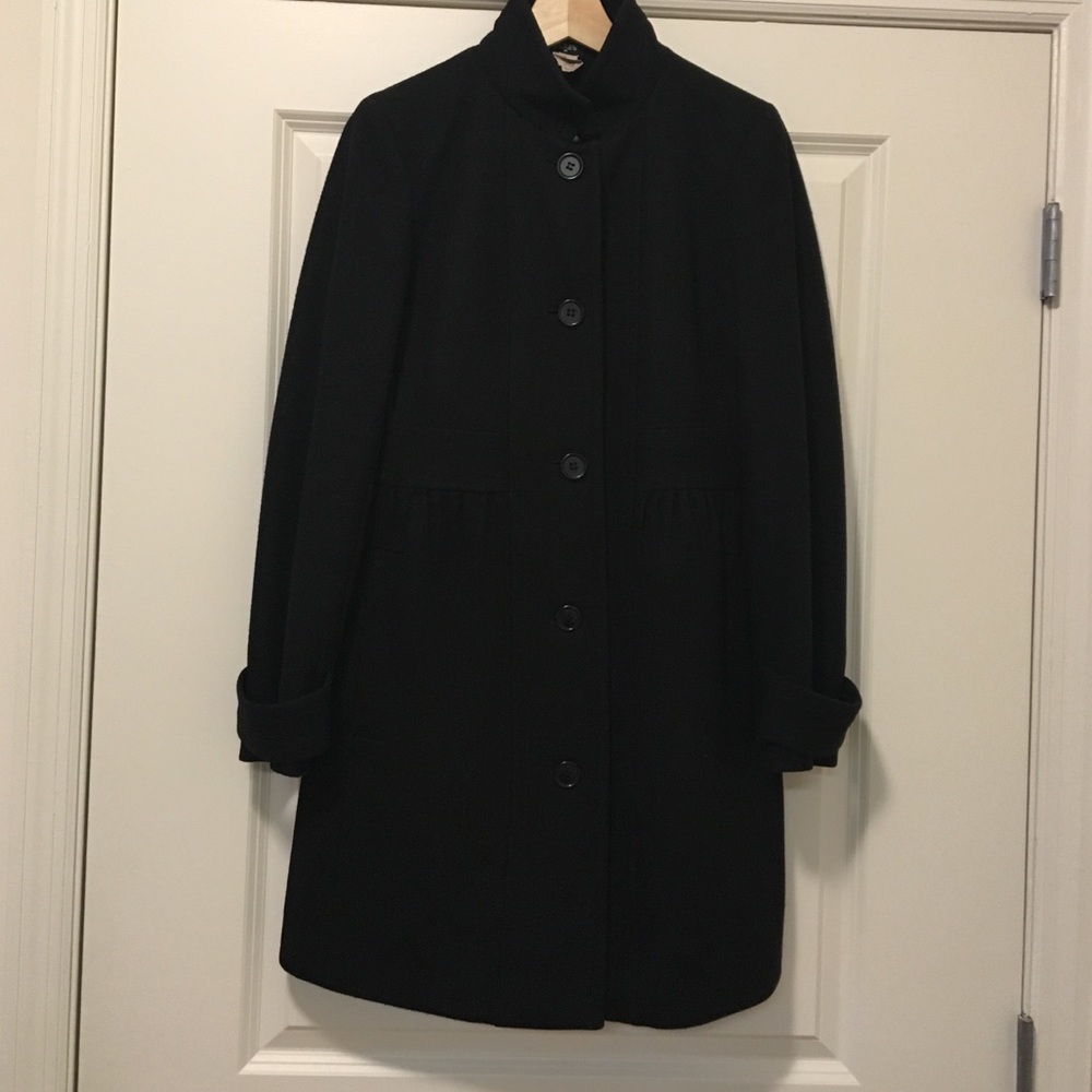 Jcrew women’s black wool coat. Size 6.